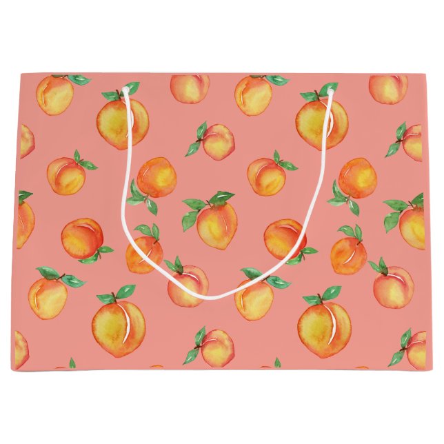 Sweet Summer Peach Pattern Large Gift Bag (Front)