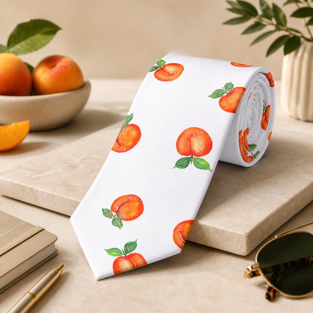 Sweet Summer Peach Pattern Large  Neck Tie (Creator Uploaded)