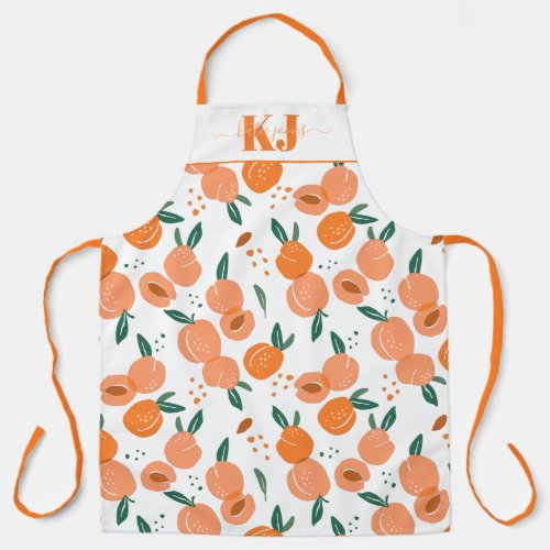 Sweet Summer Peach Pattern  Monogram Apron