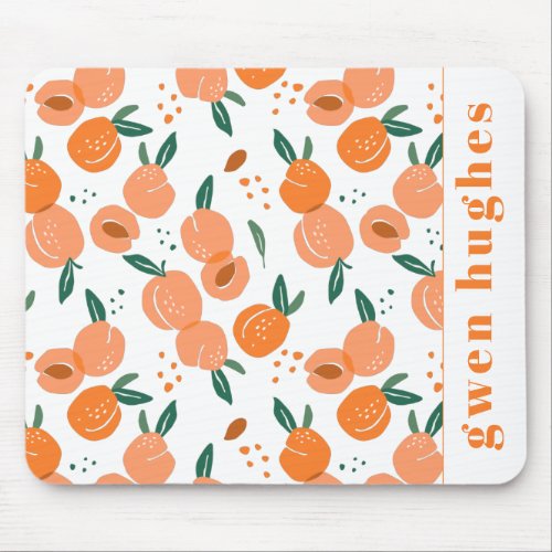 Sweet Summer Peach Pattern  Monogram Mouse Pad