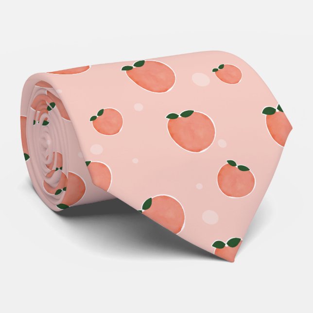Sweet Summer Peach Pattern Neck Tie (Rolled)