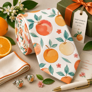Sweet Summer Peach Pattern Neck Tie