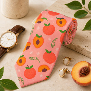 Sweet Summer Peach Pattern Neck Tie