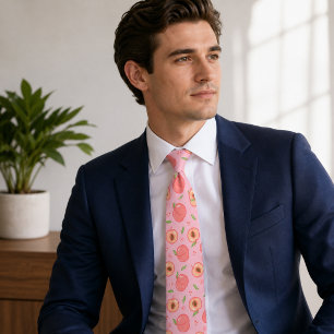 Sweet Summer Peach Pattern Neck Tie