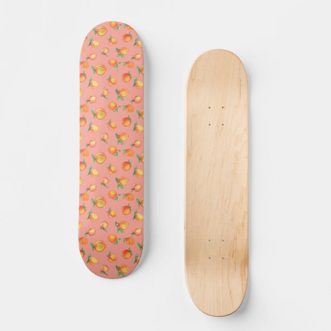 Sweet Summer Peach Pattern Skateboard (Front)