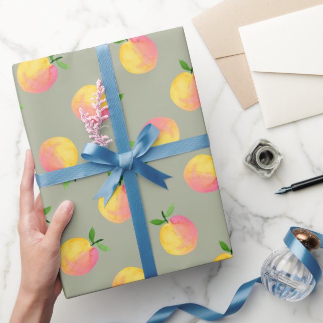 Sweet Summer Peach Pattern Wrapping Paper (Gifting)