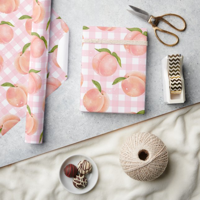 Sweet Summer Peach Pattern Wrapping Paper (Crafts)