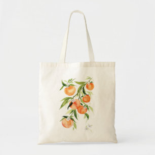 Sweet summer peach watercolor tote bag