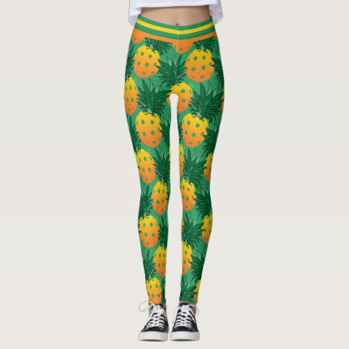 Sweet summer pineapple pickleball leggings