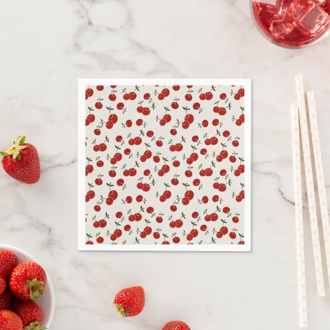 Sweet Summer Red Cherries Garden  Napkins (Insitu)