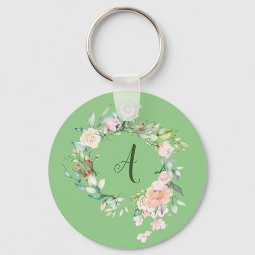 Sweet Summer Rose Garland Personalised Initial Keychain