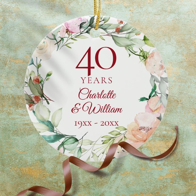 Sweet Summer Roses Garland 40th Anniversary Ceramic Ornament (Sweet Summer Roses Garland 40th Anniversary Ceramic Ornament
)
