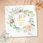 Sweet Summer Roses Garland 40th Birthday Napkins<br><div class="desc">Featuring a delicate watercolour floral garland,  this chic botanical 40th birthday napkin can be personalised with your special fortieth birthday information in elegant gold text. Designed by Thisisnotme©</div>