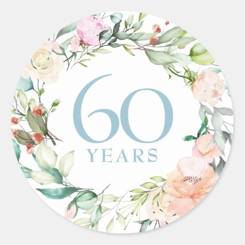 Sweet Summer Roses Garland 60th  75th Anniversary Classic Round Sticker