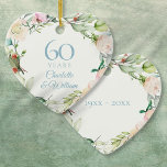 Sweet Summer Roses Garland 60th Anniversary Ceramic Ornament<br><div class="desc">Featuring a delicate watercolour floral garland,  this chic botanical 60th wedding anniversary keepsake can be personalised with your special anniversary information in an elegant diamond blue text. Designed by Thisisnotme©</div>
