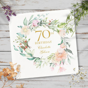 Sweet Summer Roses Garland 70th Birthday Napkins