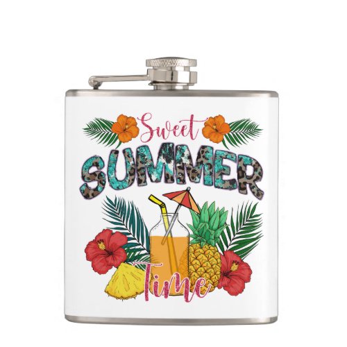 Sweet Summer Time Beach  Tropical Island Flask