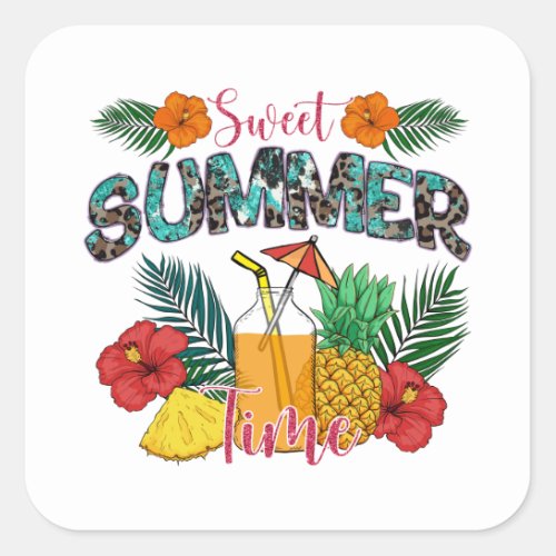 Sweet Summer Time Beach  Tropical Island Square Sticker