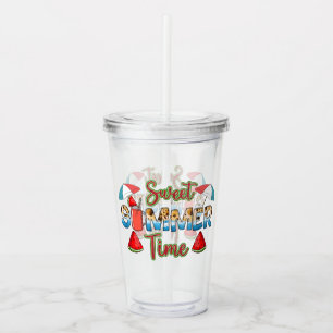 Sweet Summer Time   Colorful Watermelon Slice Acrylic Tumbler