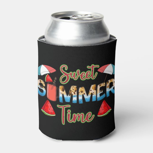 Sweet Summer Time | Colorful Watermelon Slice Can Cooler (Can Front)