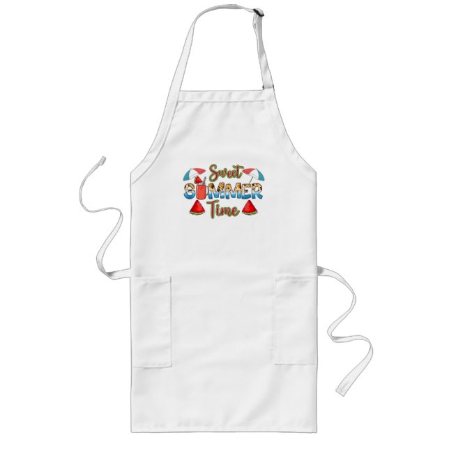 Sweet Summer Time | Colorful Watermelon Slice Long Apron (Front)