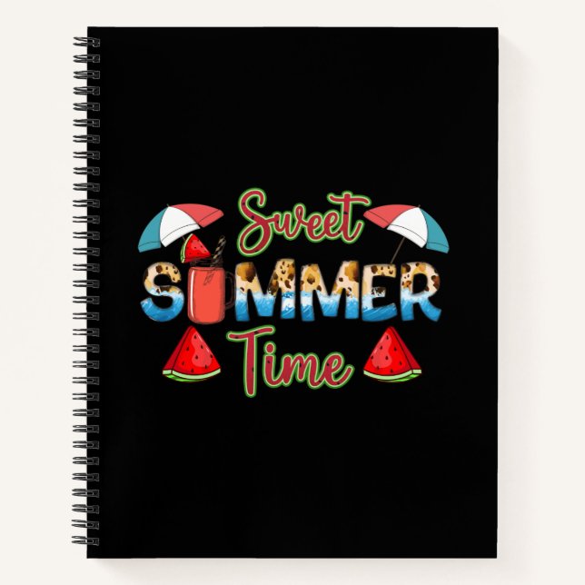 Sweet Summer Time | Colorful Watermelon Slice Notebook (Front)