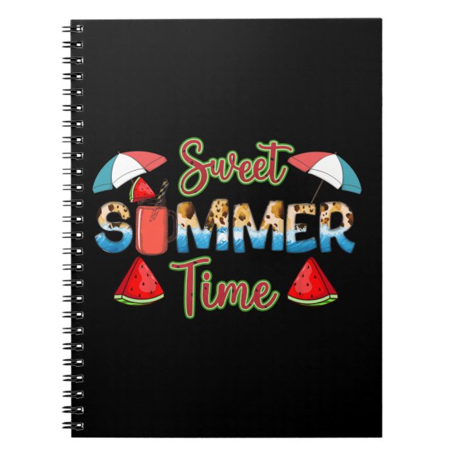 Sweet Summer Time | Colorful Watermelon Slice Notebook (Front)