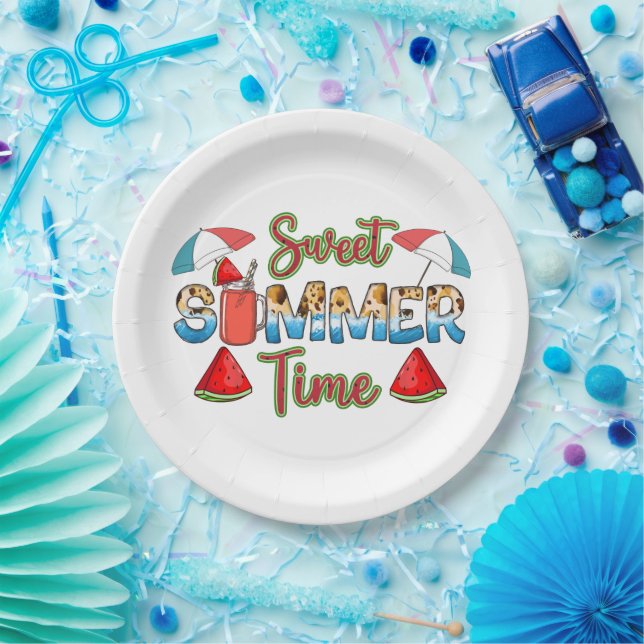 Sweet Summer Time | Colorful Watermelon Slice Paper Plates (Party)