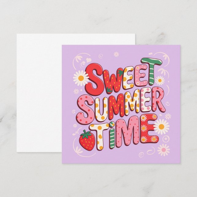 Sweet Summer Time Coquette Strawberry Retro Beach  Invitation (Front/Back)