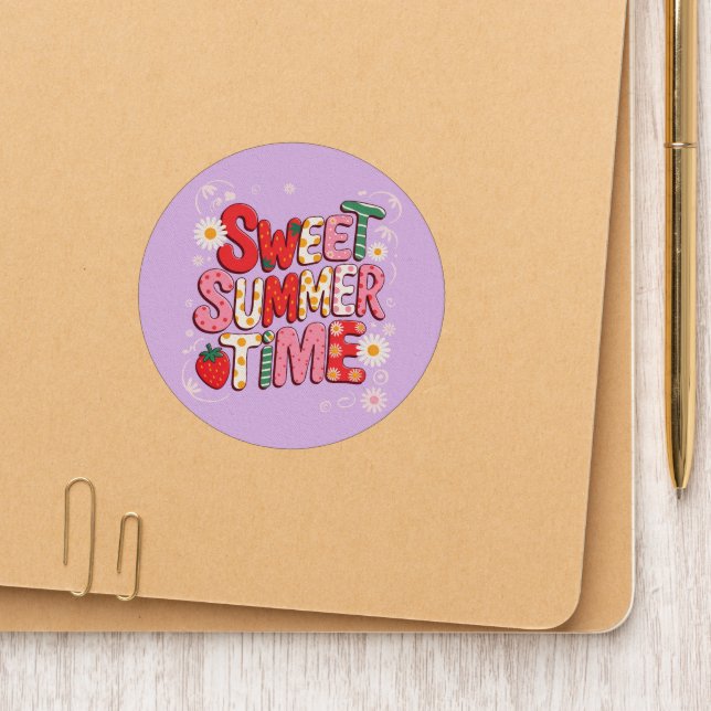 Sweet Summer Time Coquette Strawberry Retro Beach  Patch (On Folder)