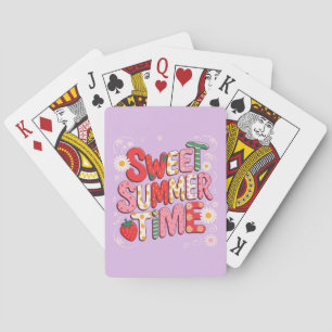 Sweet Summer Time Coquette Strawberry Retro Beach Poker Cards