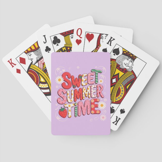 Sweet Summer Time Coquette Strawberry Retro Beach  Poker Cards (Back)