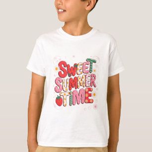Sweet Summer Time Coquette Strawberry Retro Beach  T-Shirt