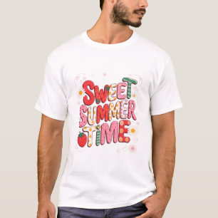 Sweet Summer Time Coquette Strawberry Retro Beach T-Shirt
