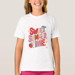 Sweet Summer Time Coquette Strawberry Retro Beach  T-Shirt