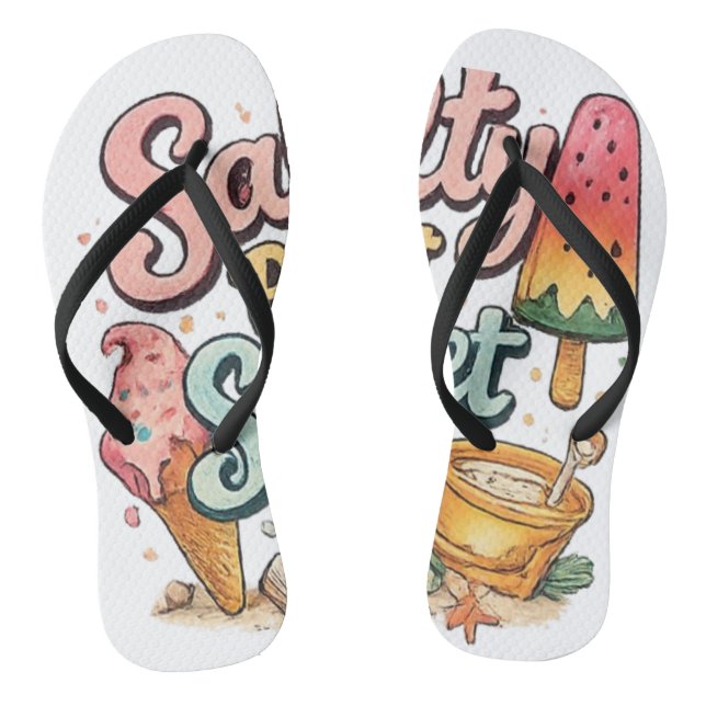 Sweet Summer Time - Cute Watermelon Summer Vibes T Flip Flops (Footbed)
