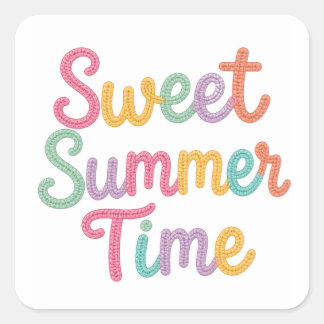 Sweet Summer Time Pastel Knit Text Square Sticker