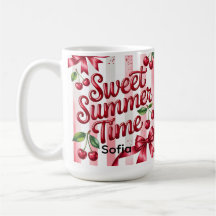 Sweet Summer Time Red Cherries and Pink Ribbons