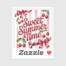 Sweet Summer Time Red Cherries and Pink Ribbons