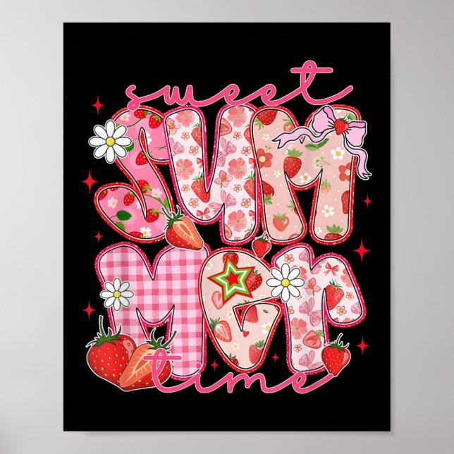 Sweet Summer Time Strawberry Summer Vibes Hello Su Poster (Front)