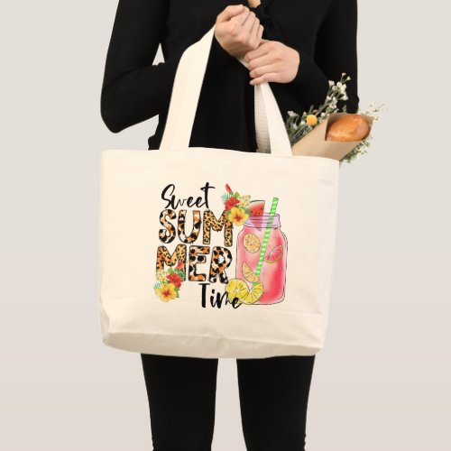 Sweet Summer Time Summer Vibes Sublimation Large Tote Bag