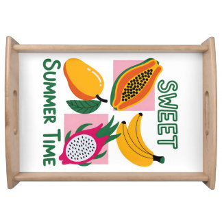 Sweet Summer Time Tropical Fruit Pop Art Design Serving Tray