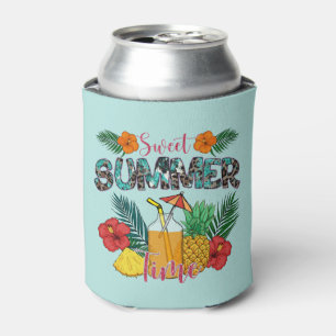 Sweet Summer Time Tropical Fruits & Floral Can Cooler