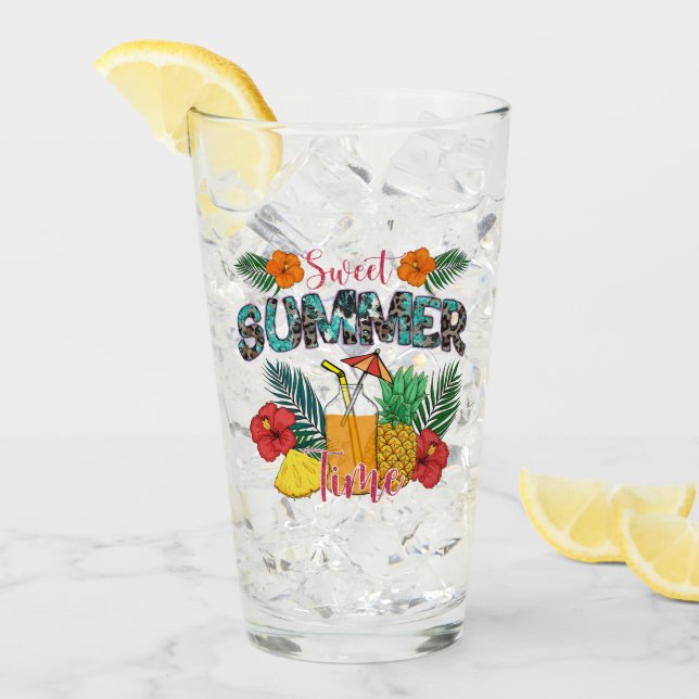 Sweet Summer Time | Tropical Fruits & Floral Glass (Front Ice)
