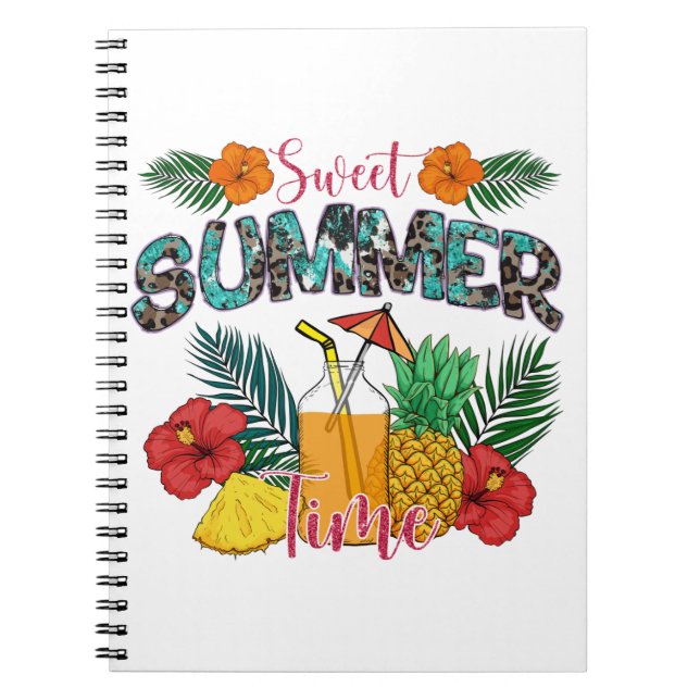 Sweet Summer Time | Tropical Fruits & Floral Notebook (Front)