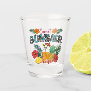 Sweet Summer Time Tropical Fruits & Floral Shot Glass