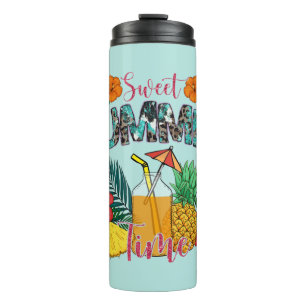 Sweet Summer Time Tropical Fruits & Floral Thermal Tumbler