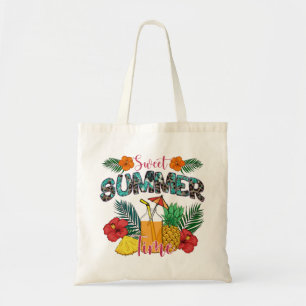 Sweet Summer Time Tropical Fruits & Floral Tote Bag