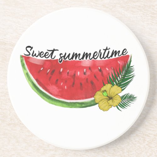 Sweet Summer Time  Watercolor Watermelon Coaster