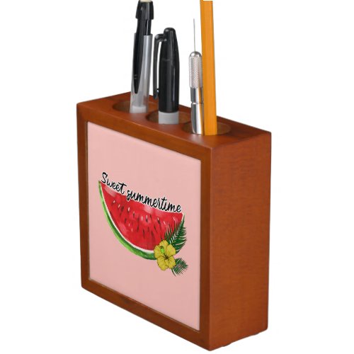 Sweet Summer Time  Watercolor Watermelon Desk Organizer